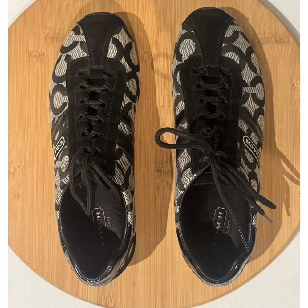 Vintage Coach Kathleen Sneakers Feature Black Signature Canvas 6.5 Retro Y2K